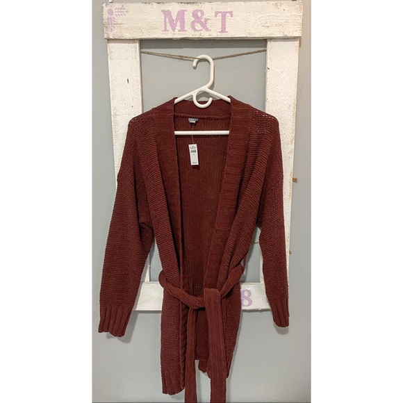 aerie chenille belted cardigan